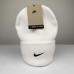 Nike Men NEW Peak Swoosh Golf Cuffed Beanie White/Black FA25 One Size Fits Most